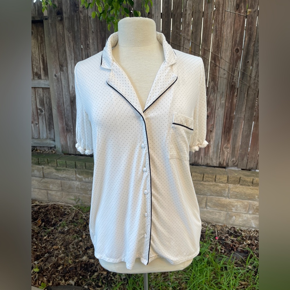 Intimissimi White Polka Dot Button-Up Pajama Top loungewear